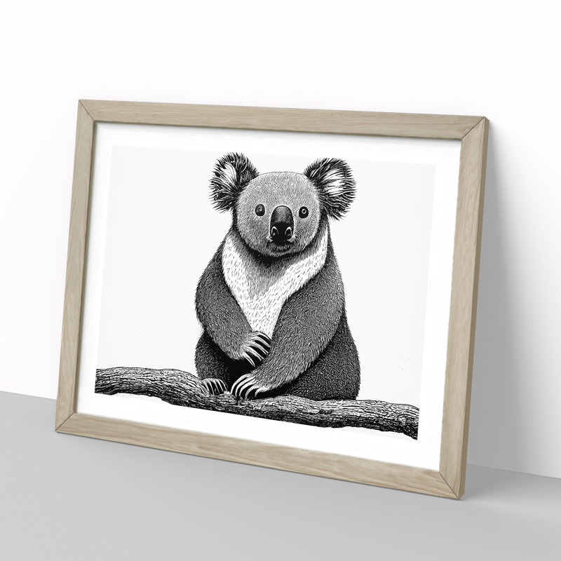 Sitting Koala Bear - Framed Print, Oak