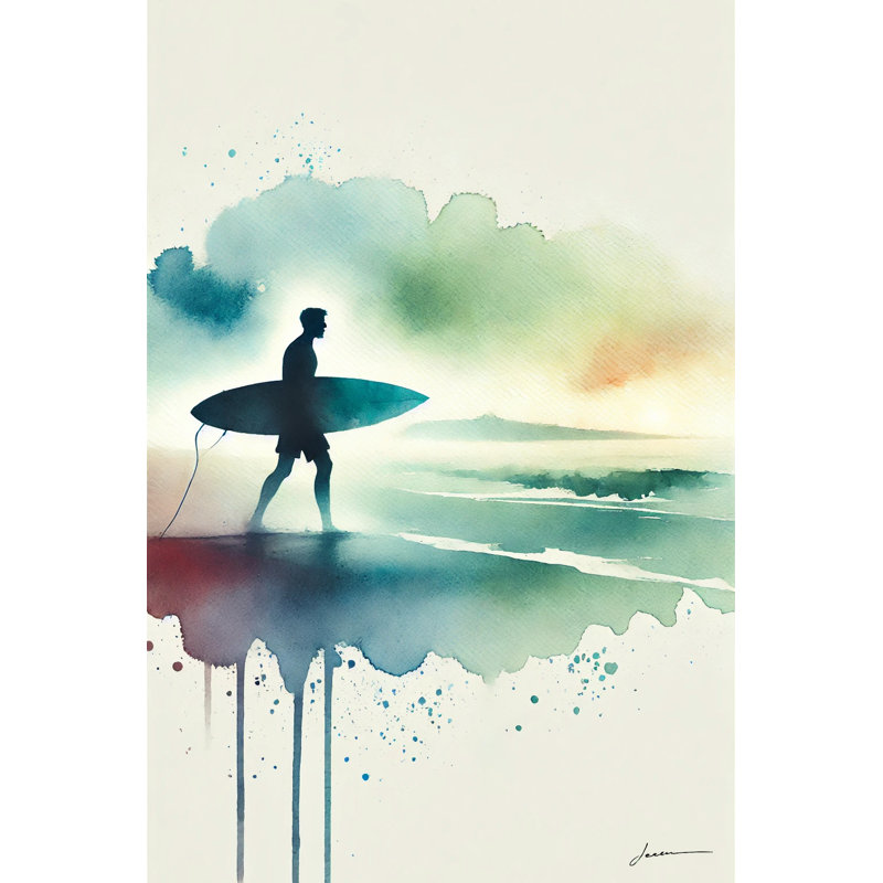 «Dreamy Coastal Surfer», reproduction d'art sur toile tendue, H 36 po x l 24 po x P 1,5 po