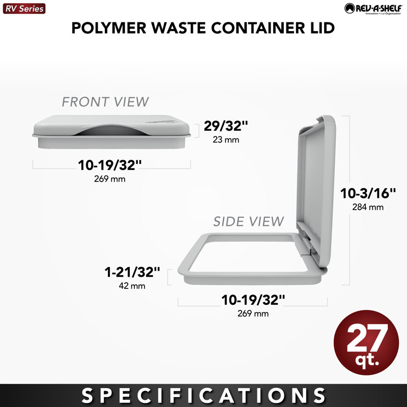Polymer Lid For Rev-A-Shelf 27 Qt. Waste/Trash Containers