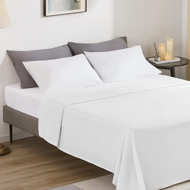 Microfiber Percale Sheet Set, Twin Sheet Set with 1 Pillowcase, White