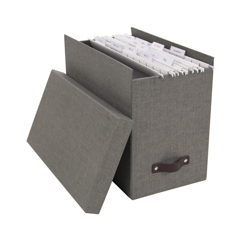 John Desktop File Box for Hanging File, Canvas Grey