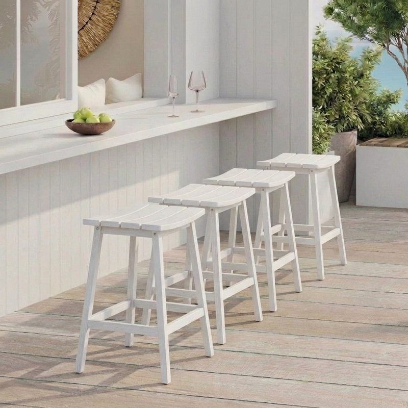 Tabouret de comptoir de cuisine Backless, Blanc, 24"