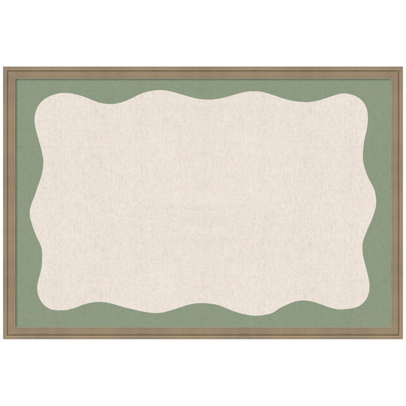 Tableau d'affichage en lin encadré en tissu, H 26 po x l 38 po x P 1,25 po, Vert / beige, Florence brun clair