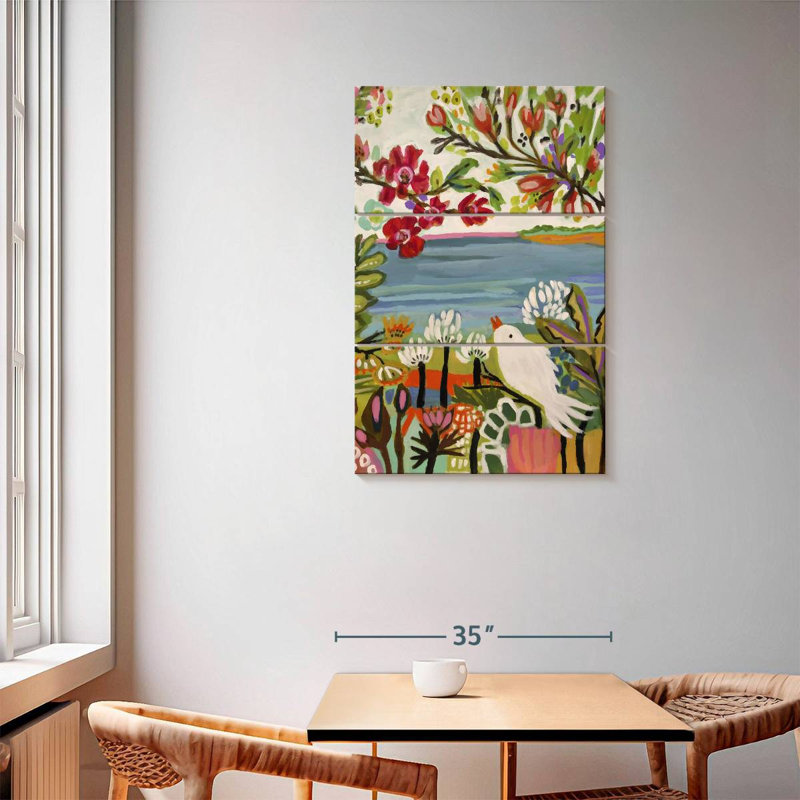 Brampt oiseaux dans le jardin II, H 57 po x l 36 po