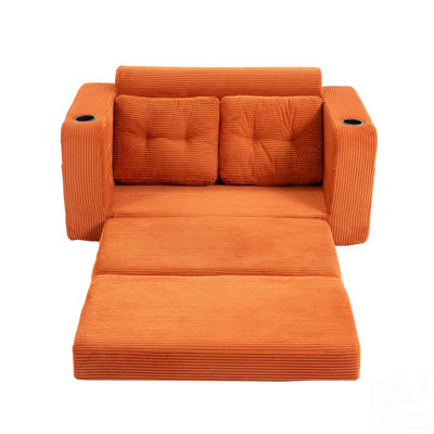 Convertible Sofa Bed, Expandable Double Couch With Pillows For Living Room And Bedroom, 2-In-1 Fold Out Floor Sofa