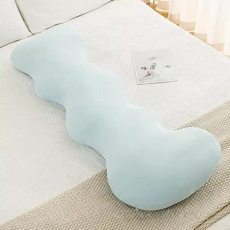 Coussin long et élastique avec taie d'oreiller, convient aux adultes et aux enfants, Bleu