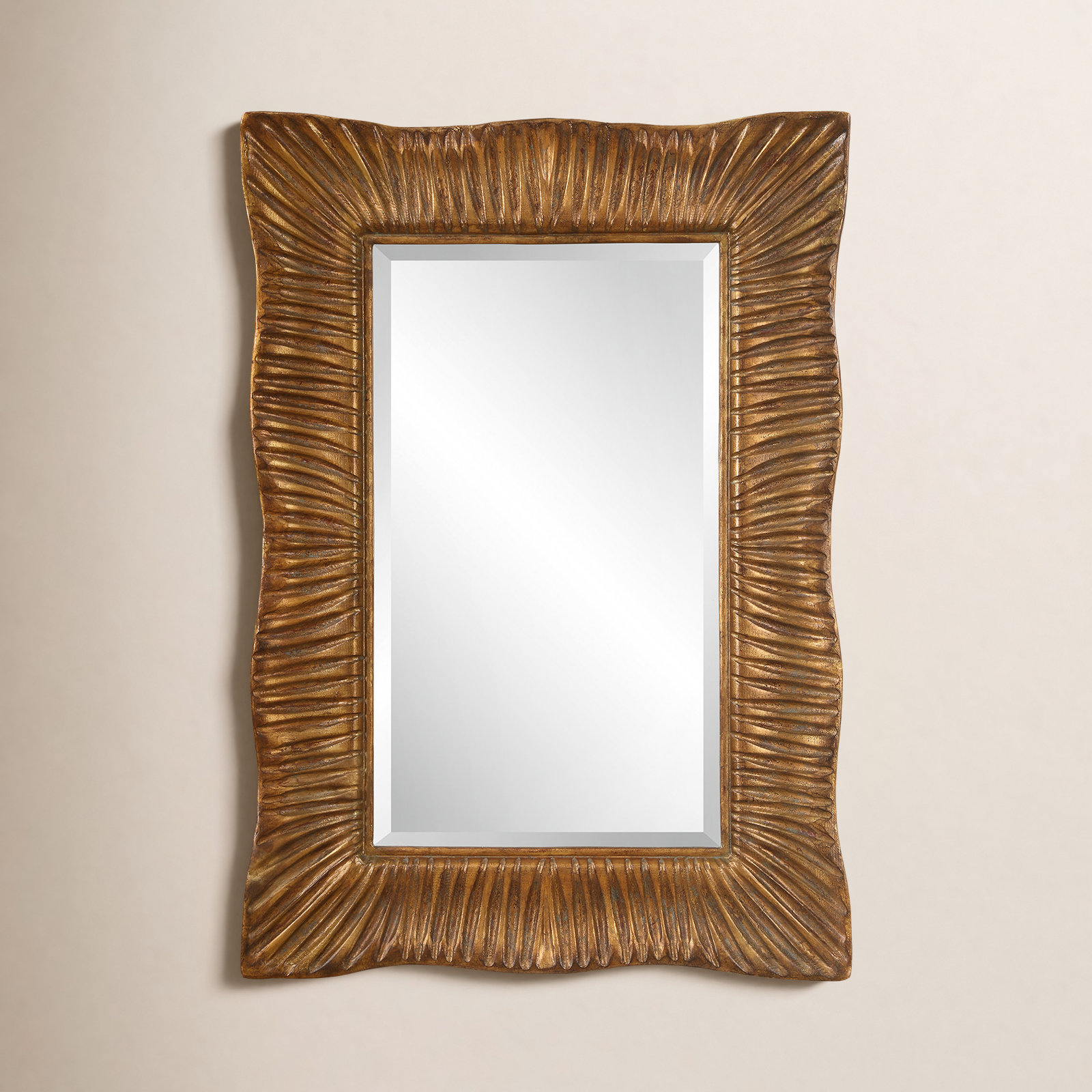 Caterina Scalloped Antique Gold Mirror