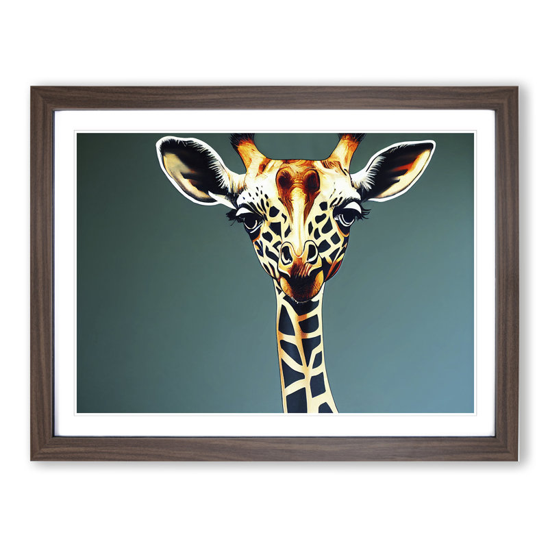 Giraffe Portrait - Framed Print, 46cm H x 64cm W x 2cm D, Walnut