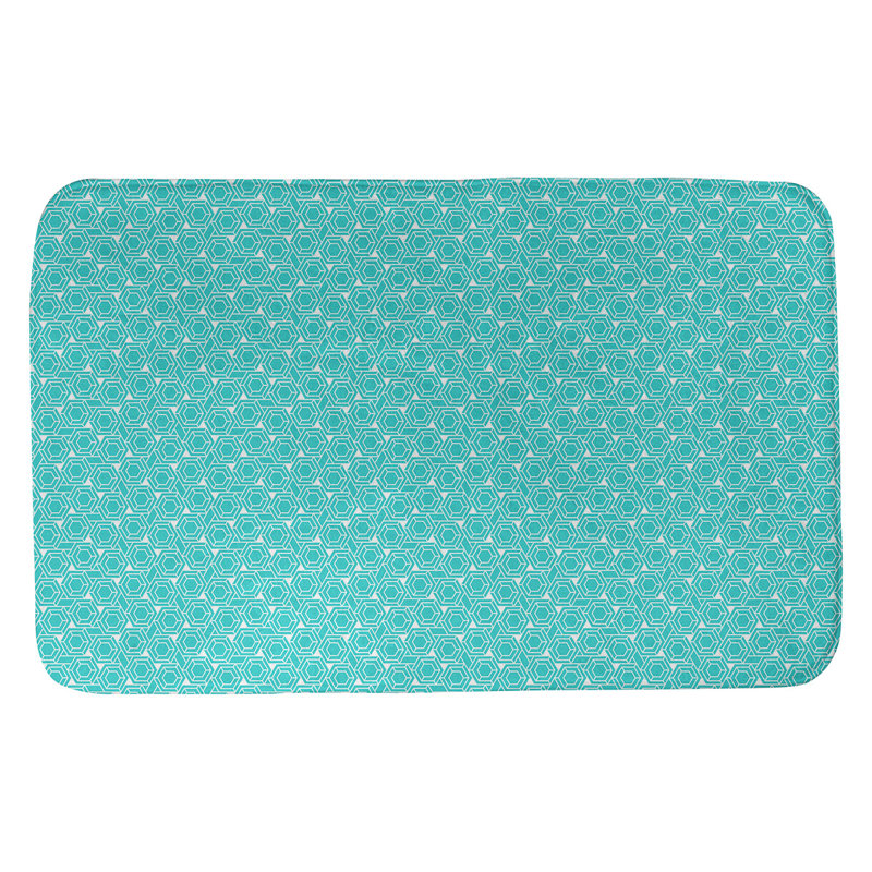 Tapis pour salle de bain en treillis katelyn elizabeth Avicia, l 17 po x L 24 po, Bleu sarcelle / blanc