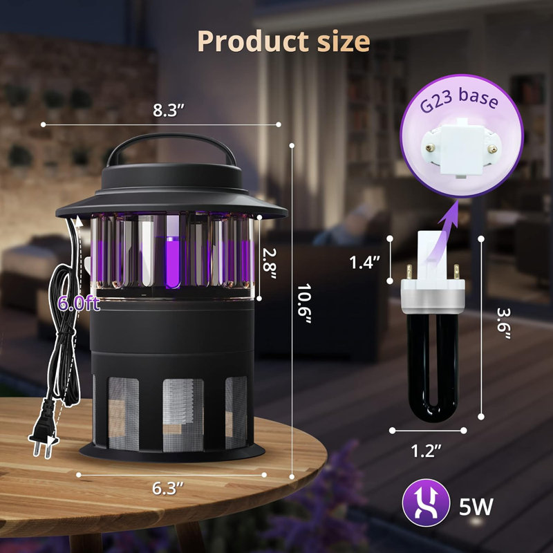 Mosquito Trap, Bug Zapper With 1000v Grid And Suction Fan, Insect Trap For Flies, Gnat & Moth, Portable Flying Insect Killer For Backyard, Patio