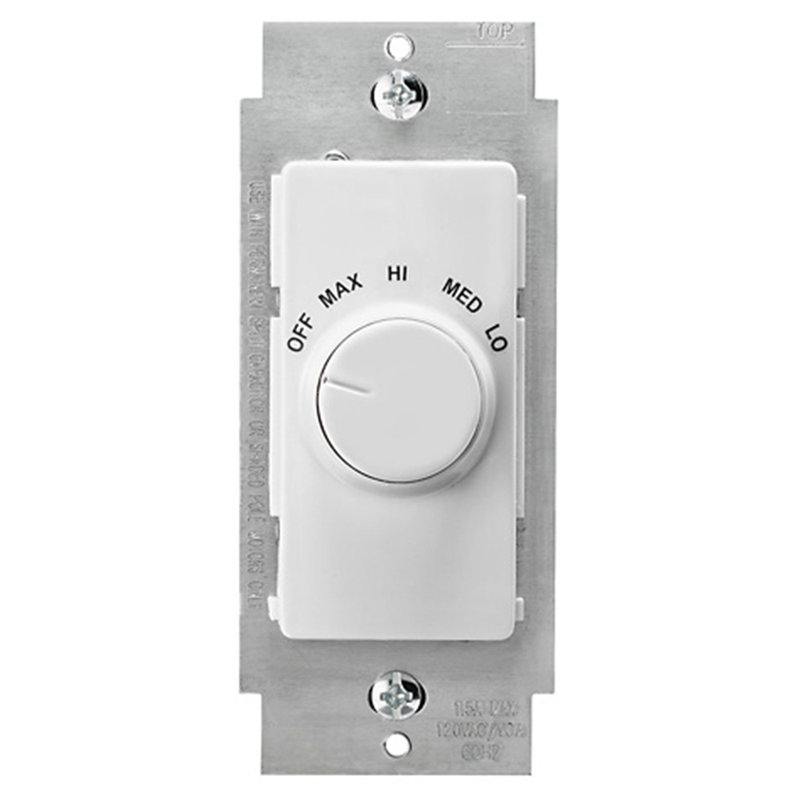 Leviton Decora 1.5 Amp Single Pole Rotary Fan Control Watthite 1 Pack