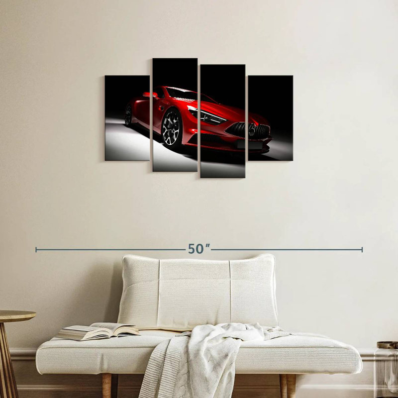 Mehar Modern Red Car, 22" H x 36" W