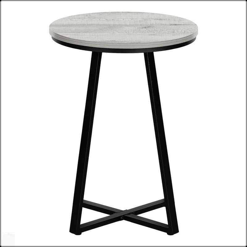 Table d'appoint élégante et moderne avec plateau en stratifié gris et structure en métal à base en X durable pour le salon et la chambre à coucher