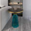 Table de bout ronde 19 po avec plateau en verre fritté et bordure en or brossé et base en verre trempé-125120048-109375855