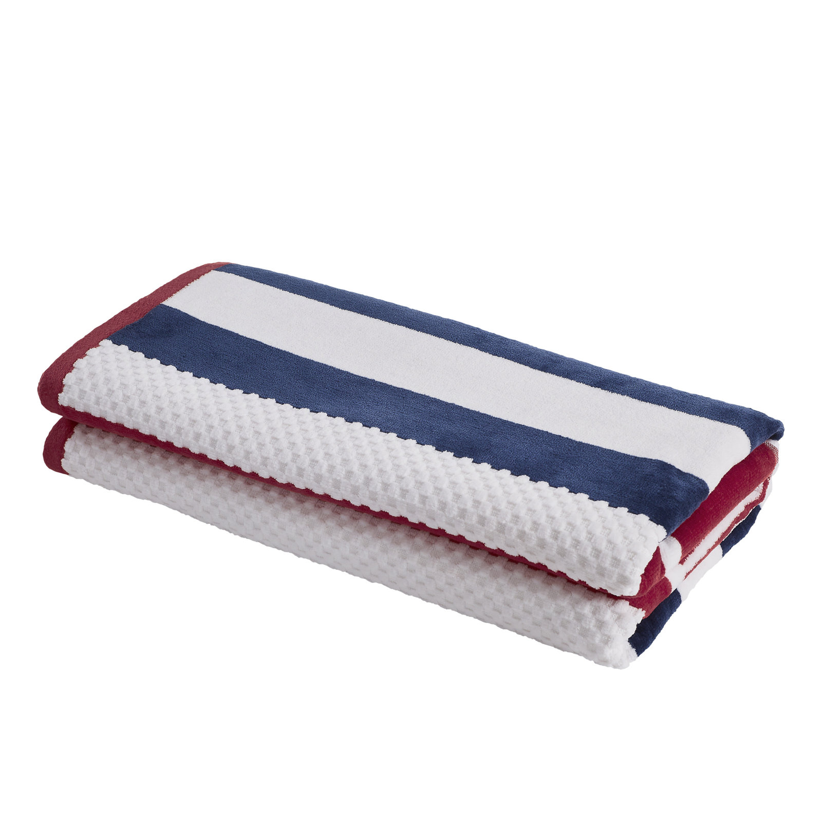 Gilus 100% Cotton Striped Beach Towel, Red/Blue