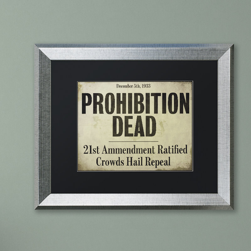 «Prohibition» par Jadaya, art textuel encadré, Noir, H 16 po x l 20 po x P 0,5 po, Toile avec cadre noir