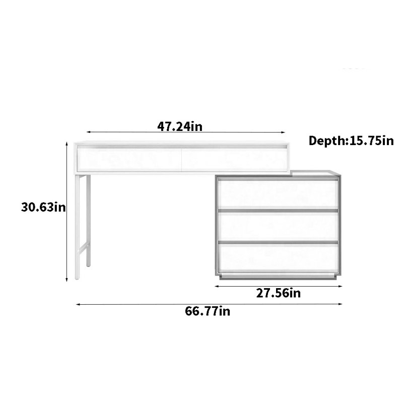 Commode multifonctionnelle de style crème, Blanc/vert
