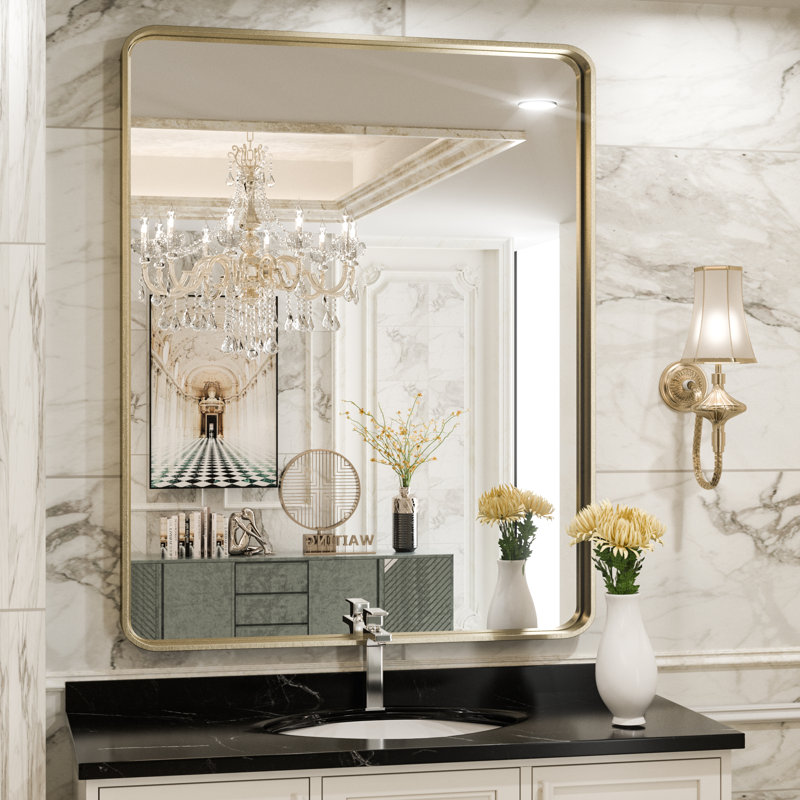 Miroir d'appoint Tyro, 36 po x 30 po, Argent, Rectangulaire