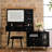 Black Vanity Desk With Large Mirror, 3 - Color Lighting Modes, And Interchangeable Cabinet, Providing Optimal Storage Built In Power Strip For Bedroom Decor Modern Dressing Table Adjustable Lights,-943107665