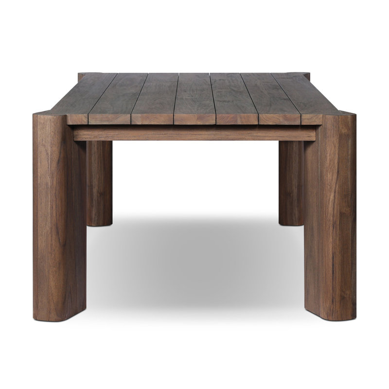 Soho Outdoor Metal Dining Table 86"-Bronze, Stained Saddle Brown