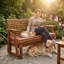 Banc oscillant en bois avec mouvement coulissant et porte-gobelets, brun cèdre-123040649