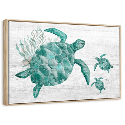 Famille de tortues en bois