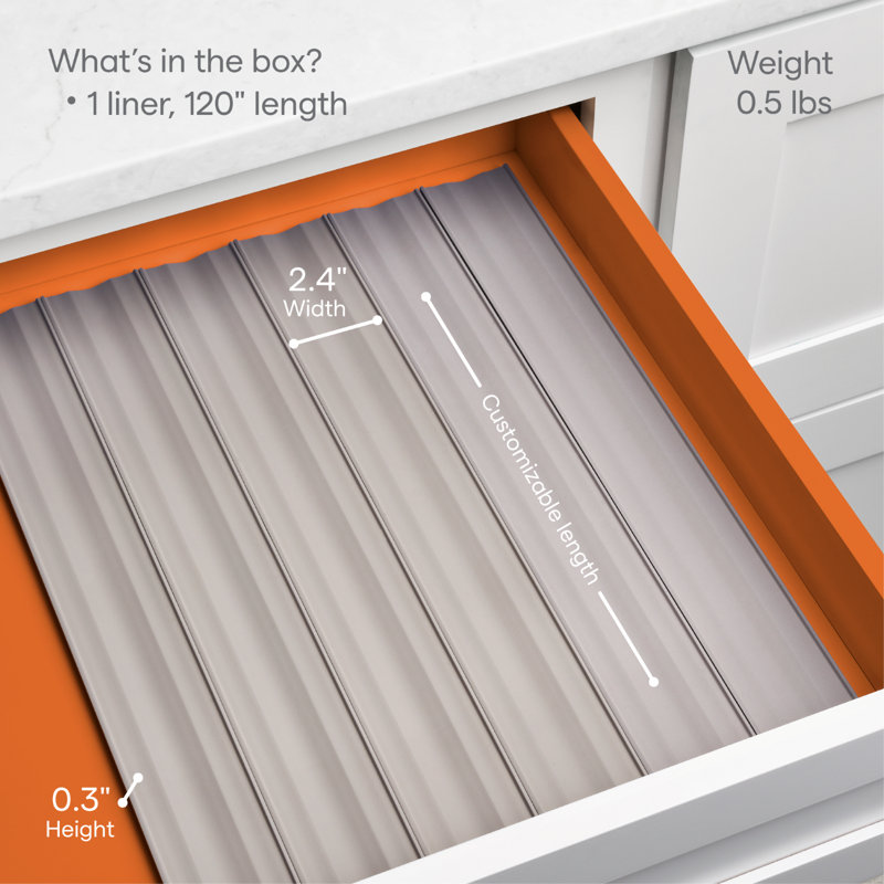 YouCopia® SpiceLiner® Adjustable Spice Drawer Liner, Spice Bottle and Jar Storage Organizer Insert, Grey