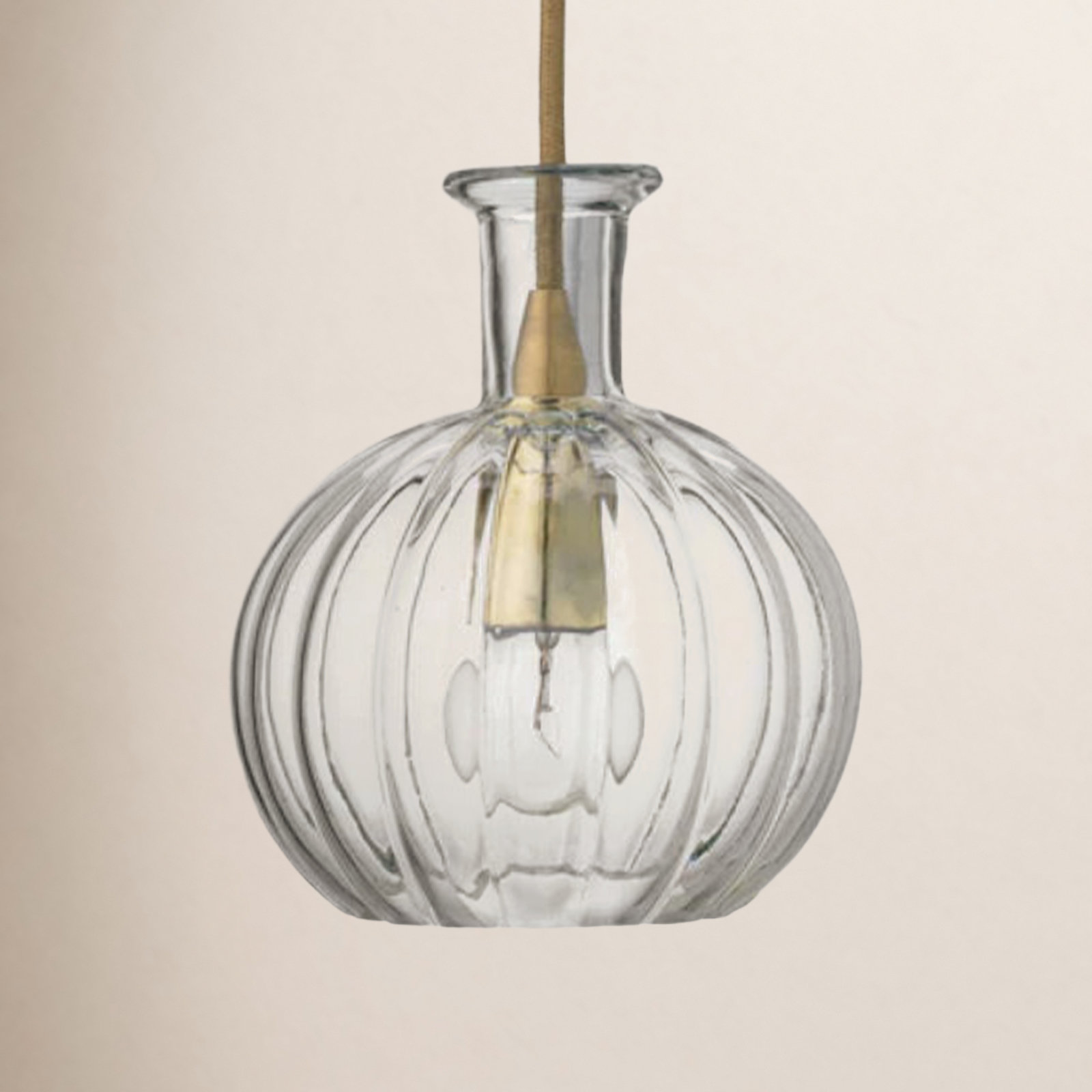 Portree Single Light Ribbed Glass Dimmable Pendant