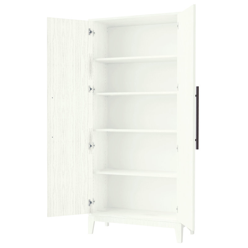 Millie Modern & Contemporary Storage Cabinet, Hardwood Frame with Adjustable Shelving, Iron Bar Pulls, Floor Levelers