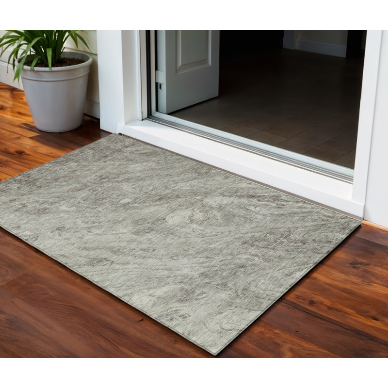 3' X 5' Taupe Beige And Tan Abstract Washable Indoor Outdoor Area Rug