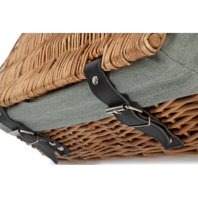 14" Wicker Picnic Hamper Basket with Lining, Double Steamed//Grey