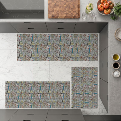 Abstract Geometric Non-Slip Washable Kitchen Mats
