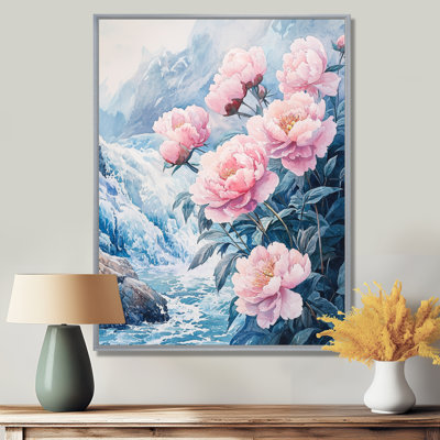 Gianlucca, pivoines d'hiver et rivière Glacier I - pivoines, art mural