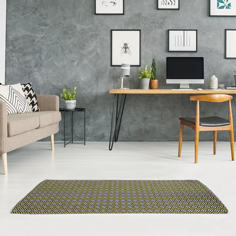 Tapis jaune/blanc à rayures classic, Rectangle 4 pi x 6 pi