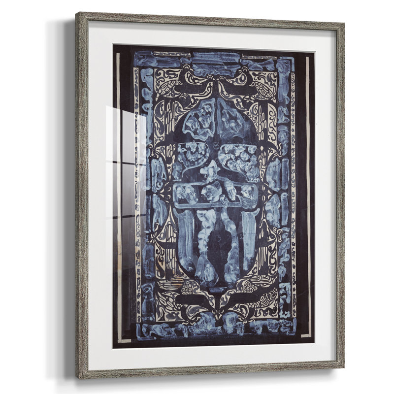 «Vintage Abstract Print», impression encadrée, Argent patiné