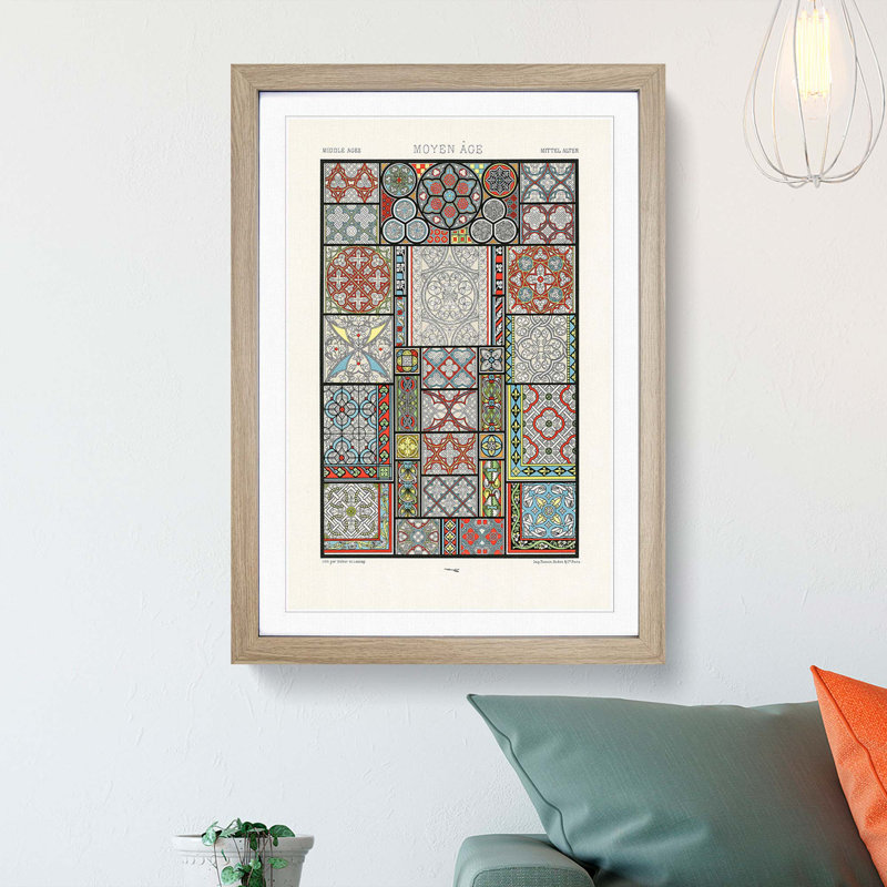 Middle-Age Patterns & Designs by Albert Racinet - Picture Frame Painting Print, Oak Framed, 48cm H x 36cm W x 2cm D