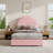 Bensu Luxury Curve-Shaped Headboard Bed Frame, Elegant Boucle Upholstered Platform Bed with Modern Design-756328090-756670534