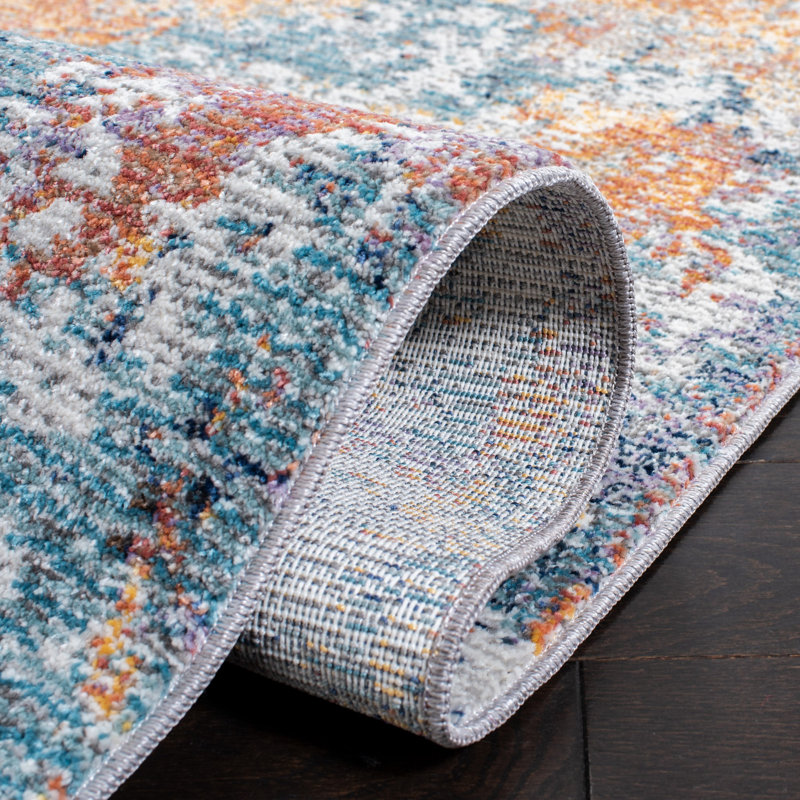 Elysian Blue Oriental 8' x 10' Hand-Knotted Synthetic Area Rug