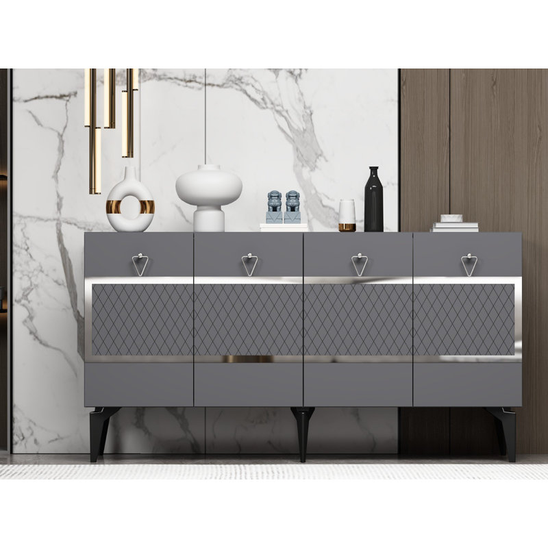 Olivia 79cm Sideboard, Anthracite/Silver
