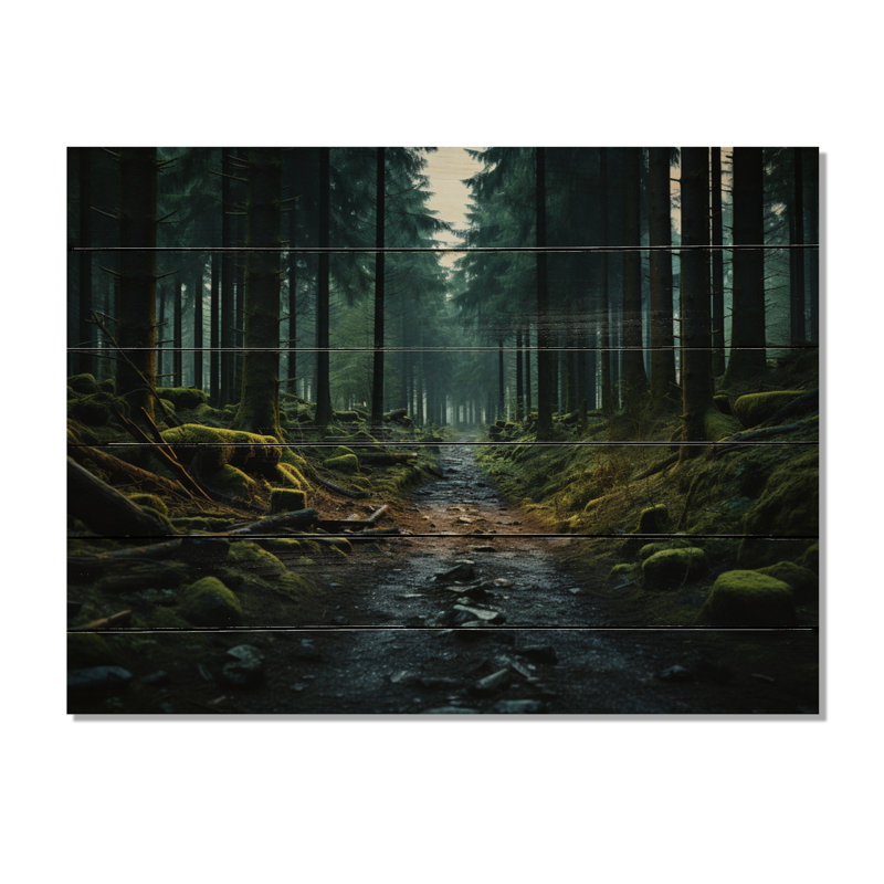 Sentier d'émeraude vers la forêt sur bois, H 30 po x l 40 po x P 0,78 po
