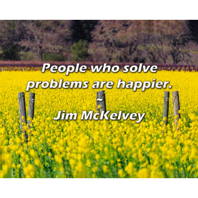 Citation artistique «Les gens qui résolvent des problèmes sont plus heureux». Toile tendue par Jim McKelvey