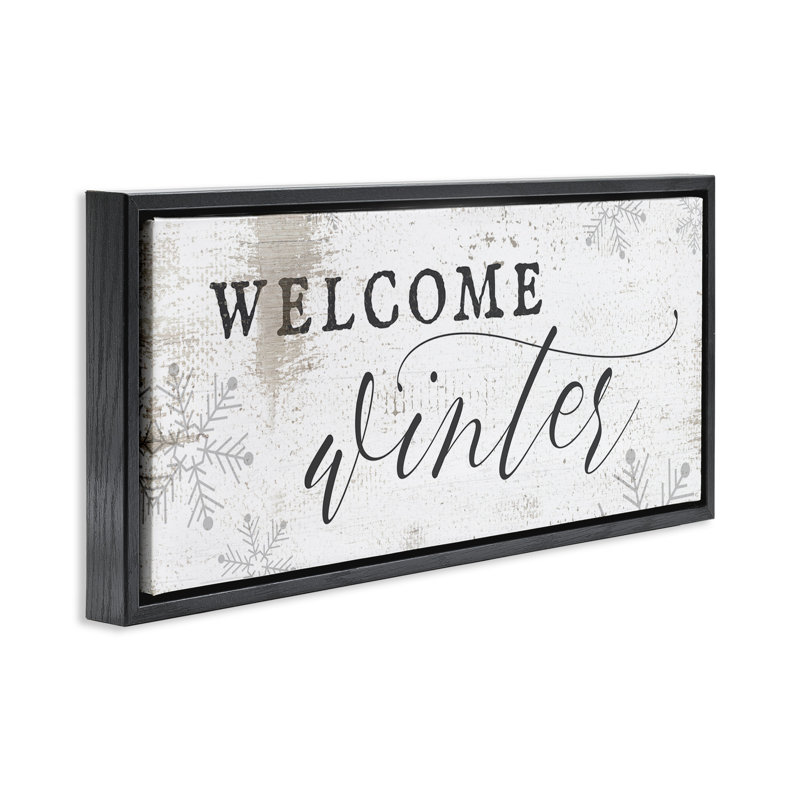 «Welcome Winter Snowflake» par Daphne Polselli, Cadre flottant noir de jais, H 11 po x l 25 po