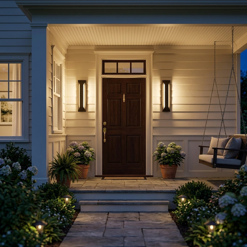 Modern Black Iron LED Outdoor Wall Sconce, 15" H x 5.5" W x 3.54" D