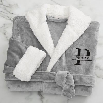 Polyester and Synthetic Fleece Gender Neutral Mid-Calf Bathrobe with Pockets and Hood for Kids