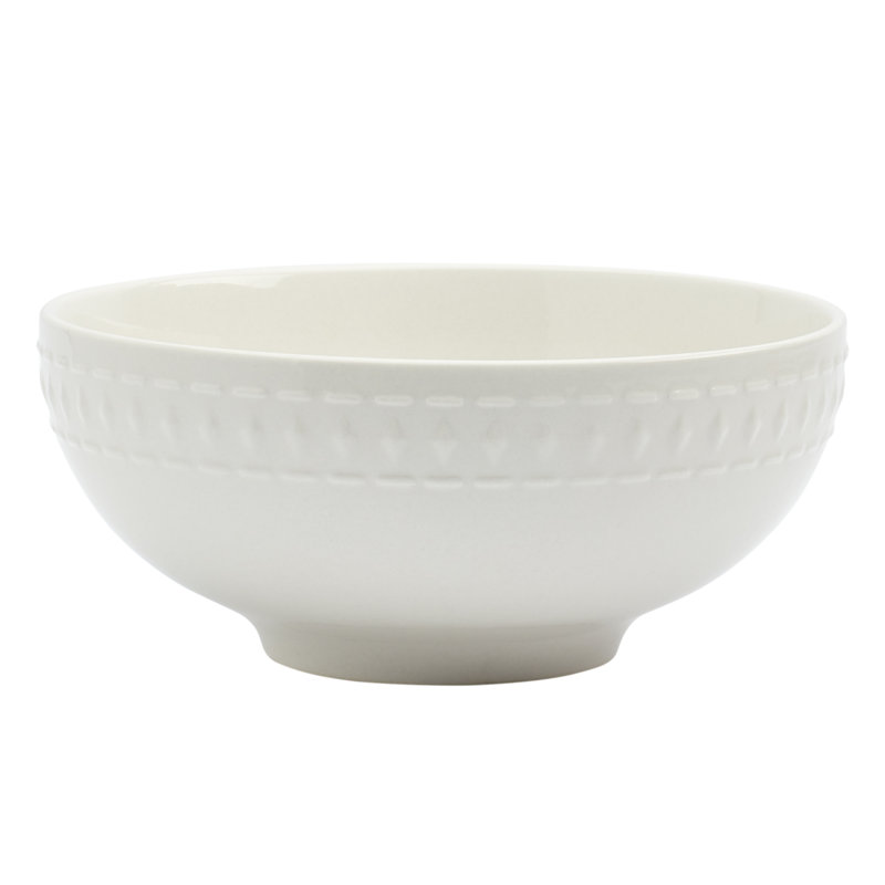 Ivory Embossed Ceramic 3-Piece Serving Bowl Set