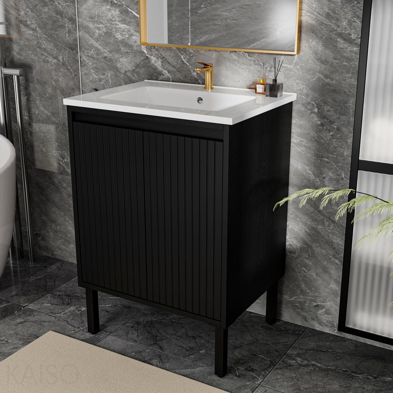 Meuble-lavabo 24 po sans lavabo, 24", Noir mat