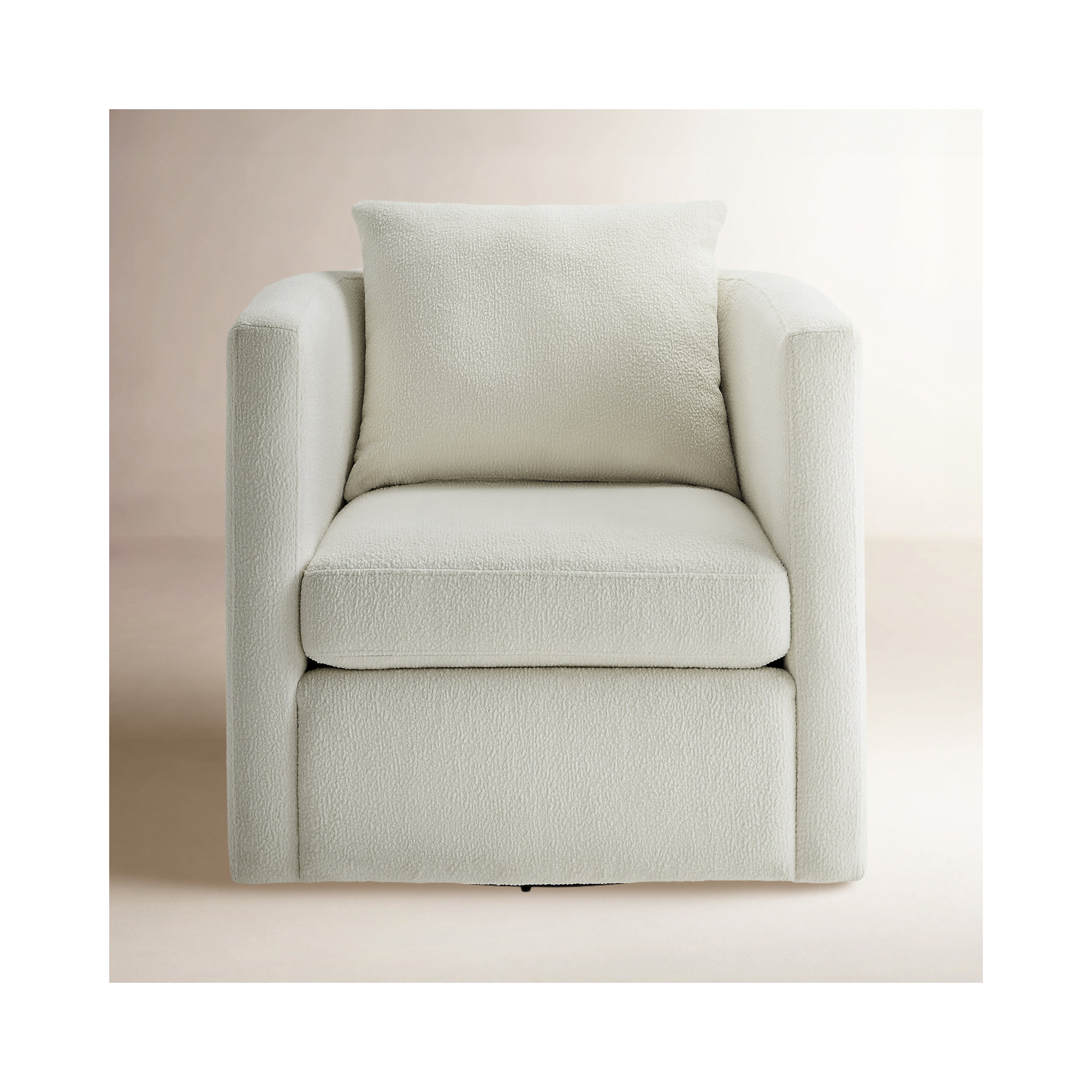 Fran Swivel Barrel Chair, White Polyester