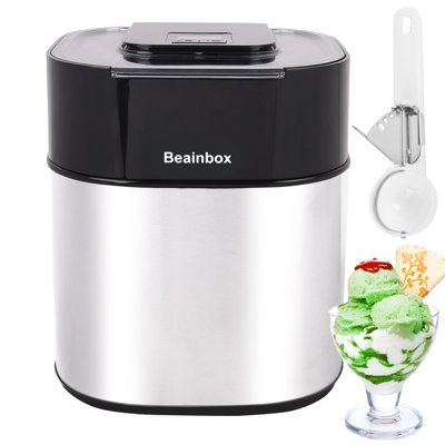 1.6 Qt Ice Cream Maker With  Lcd Screen & Timer, Yogurt Frozen Machine With Scoop, Stainless Steel