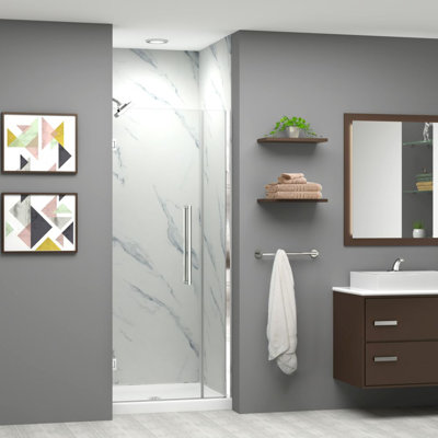 Transolid Elizabeth 32.5-in W x 76-in H Hinged Shower Door with Clear Glass