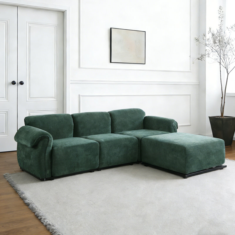 Canapé modulaire rembourré 93 po, Vert